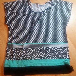Teal and Black tunic top